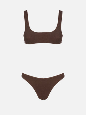 Woman brown crinkle bralette bikini Naima Elise
