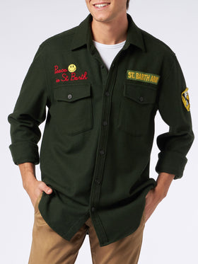 Moleskin overshirt with Peace in St. Barth embroidery - MC2 Saint Barth