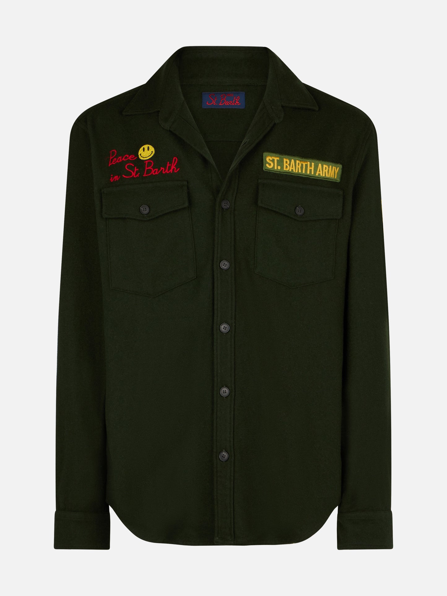 Moleskin overshirt with Peace in St. Barth embroidery - MC2 Saint Barth