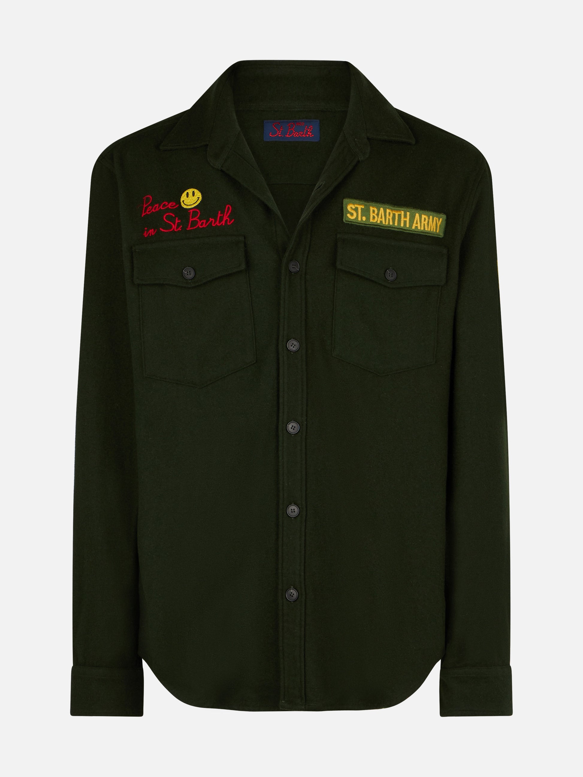 Moleskin overshirt with Peace in St. Barth embroidery - MC2 Saint Barth