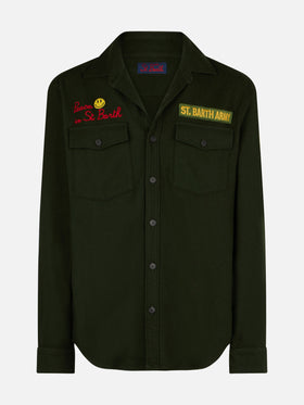 Moleskin overshirt with Peace in St. Barth embroidery - MC2 Saint Barth