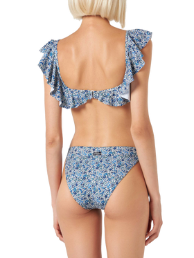 Schulterfreier Damen-Bikini mit Blumenprint | Hergestellt aus Liberty-Stoff