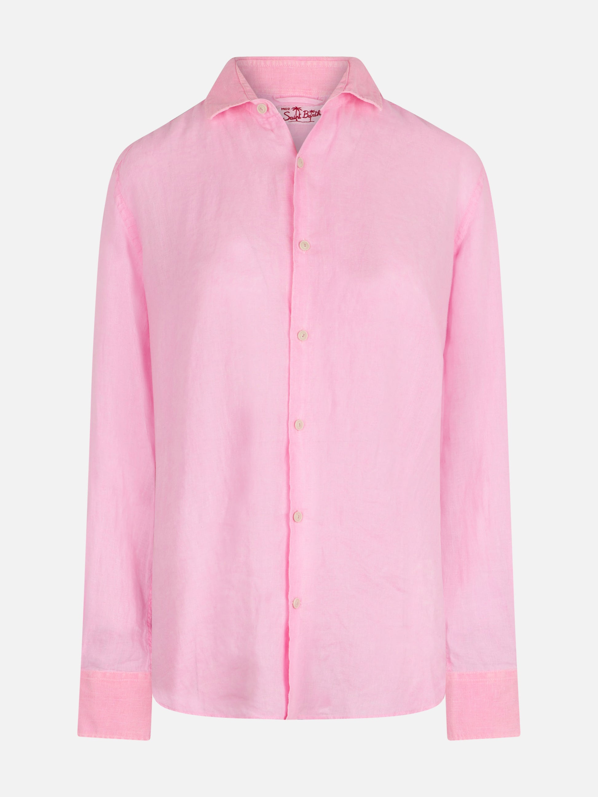 Man water color fluo pink linen Pamplona shirt - MC2 Saint Barth