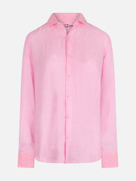 Man water color fluo pink linen Pamplona shirt - MC2 Saint Barth