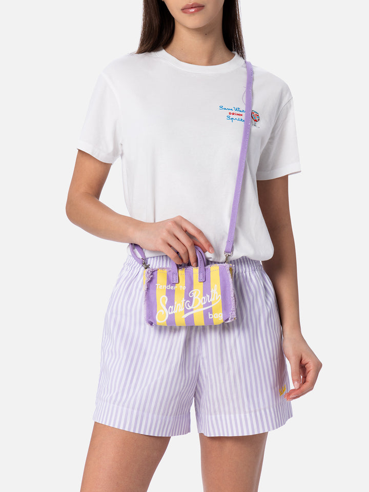 Gestreifte Handytasche aus Baumwollcanvas