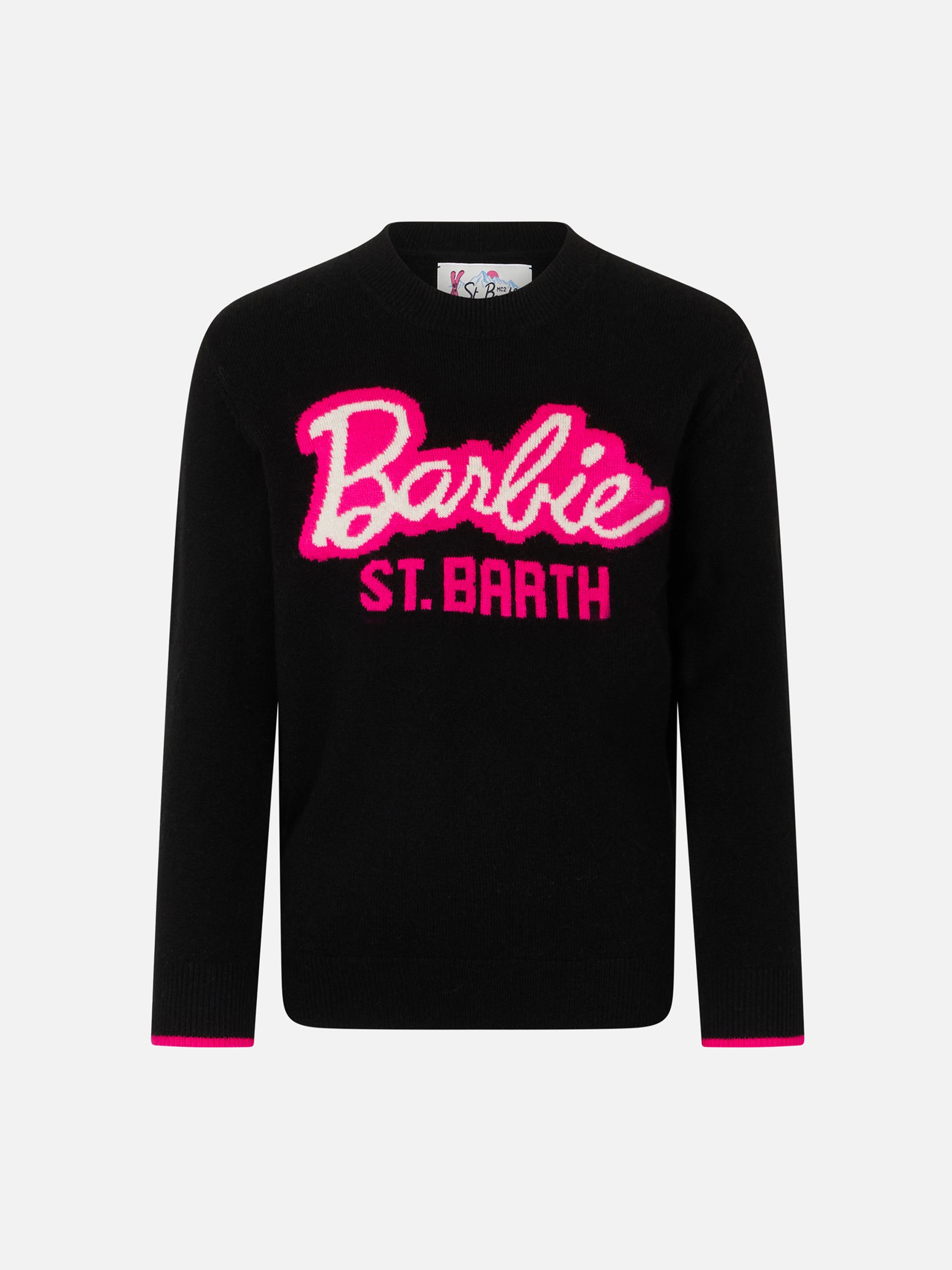 Girl crewneck black sweater with Barbie jacquard | BARBIE SPECIAL EDITION - MC2 Saint Barth