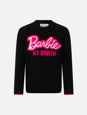 Girl crewneck black sweater with Barbie jacquard | BARBIE SPECIAL EDITION - MC2 Saint Barth