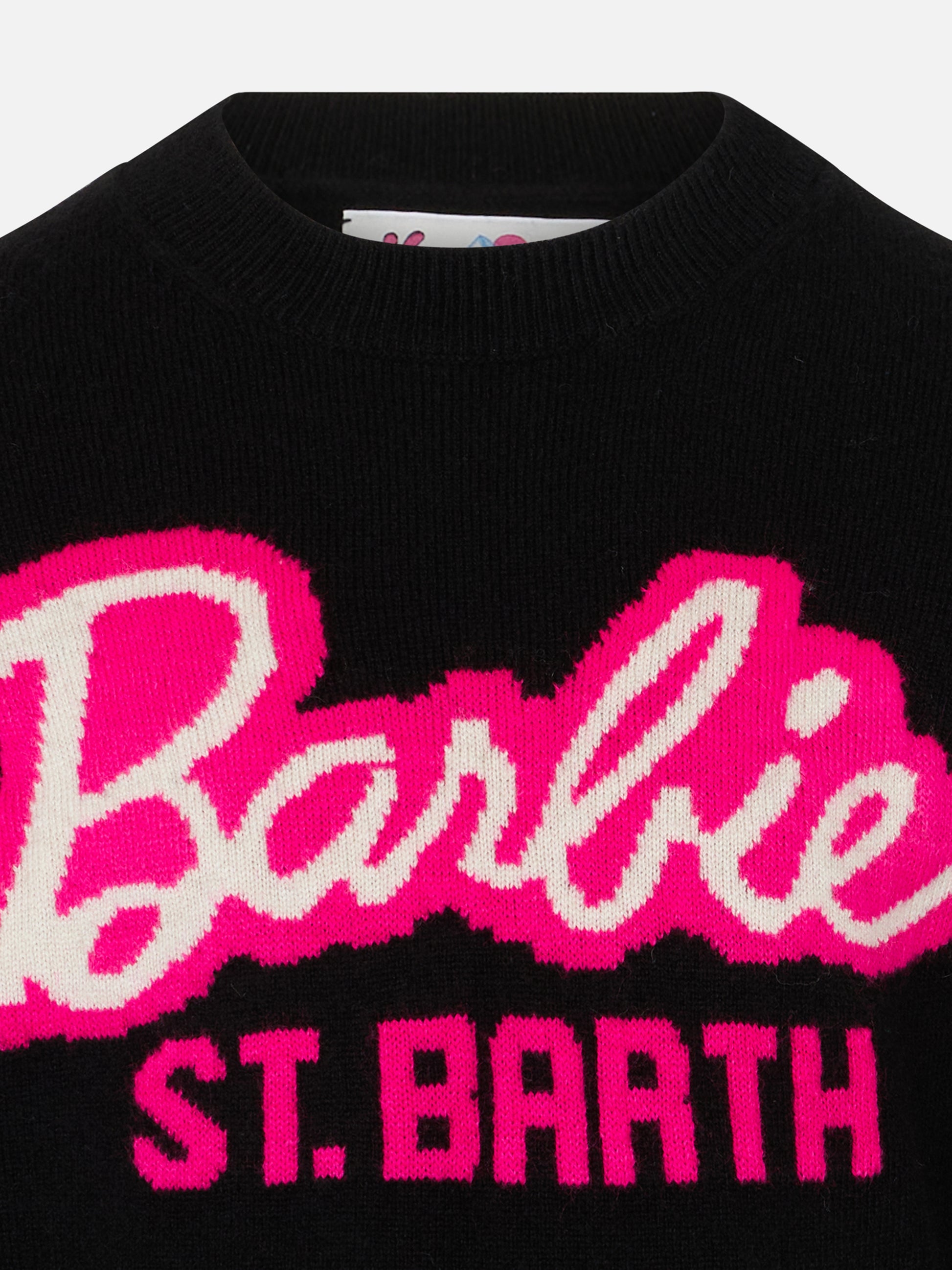 Girl crewneck black sweater with Barbie jacquard | BARBIE SPECIAL EDITION - MC2 Saint Barth