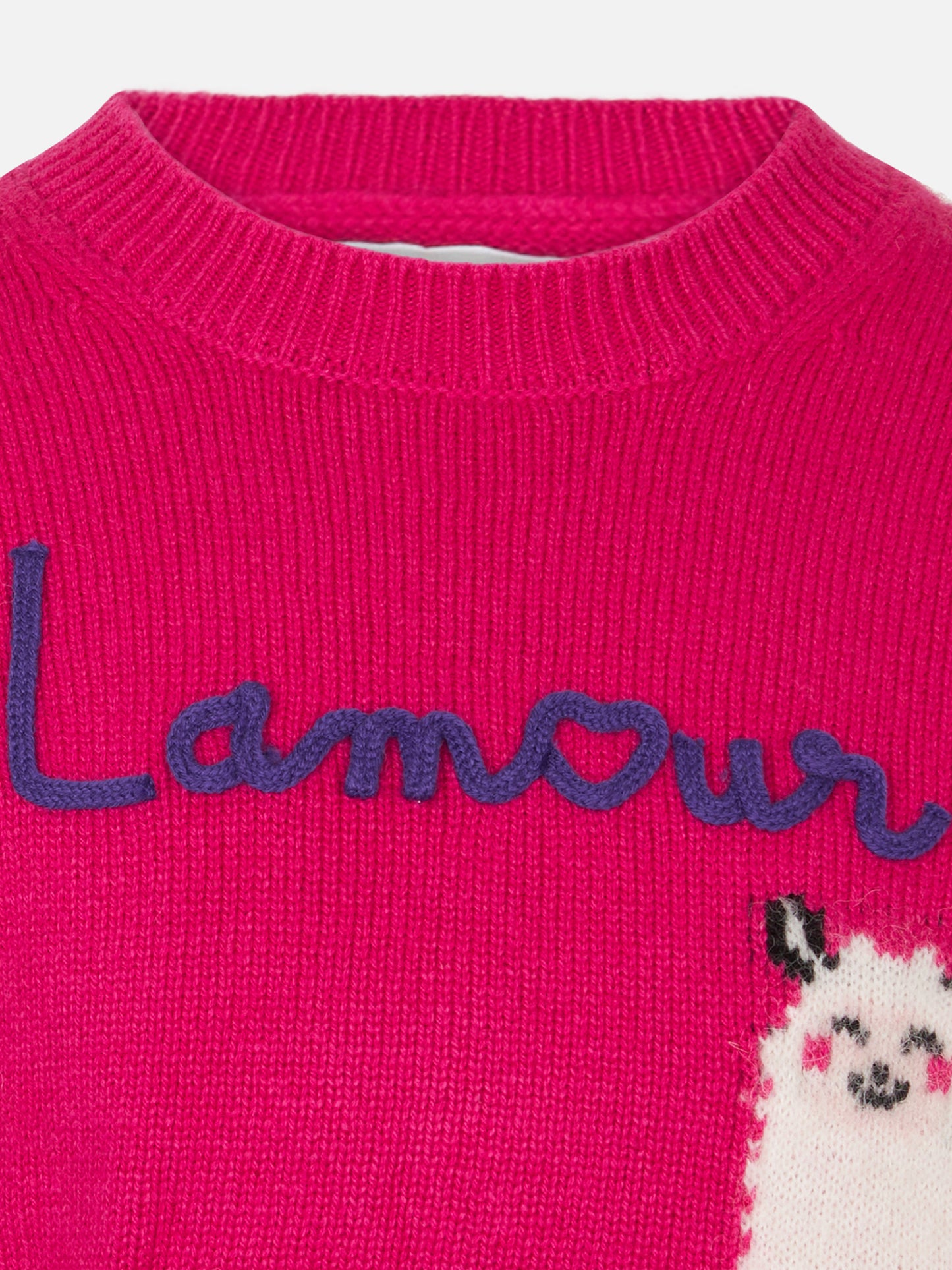 Girl crewneck sweater with L'Am<3ur embroidery - MC2 Saint Barth