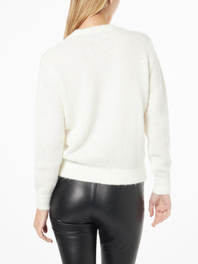 Maglione da donna girocollo con jacquard Snoopy e Woodstock e cuore in strass | EDIZIONE SPECIALE SNOOPY PEANUTS™