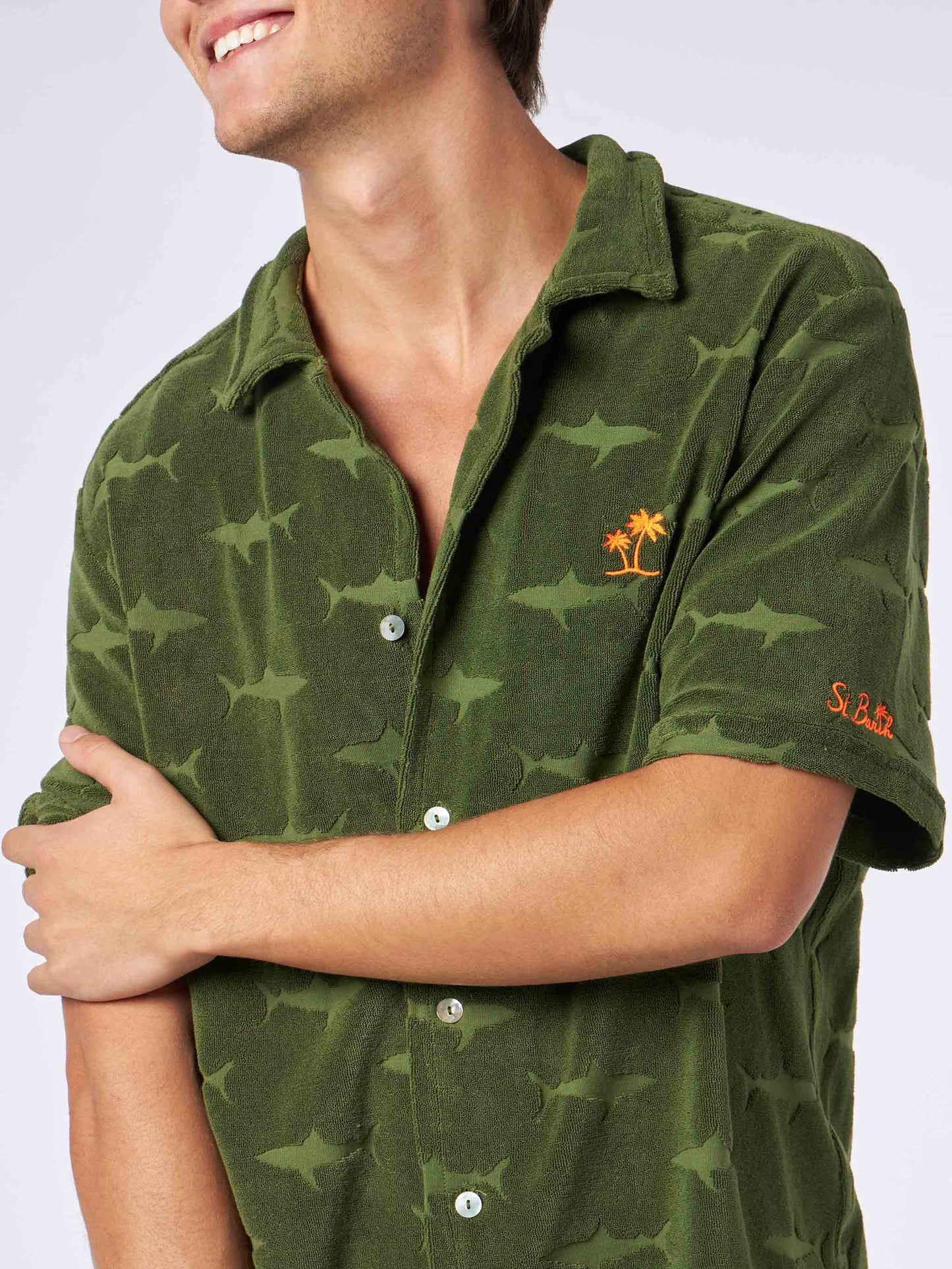 Man military green terry shirt Riviera - MC2 Saint Barth