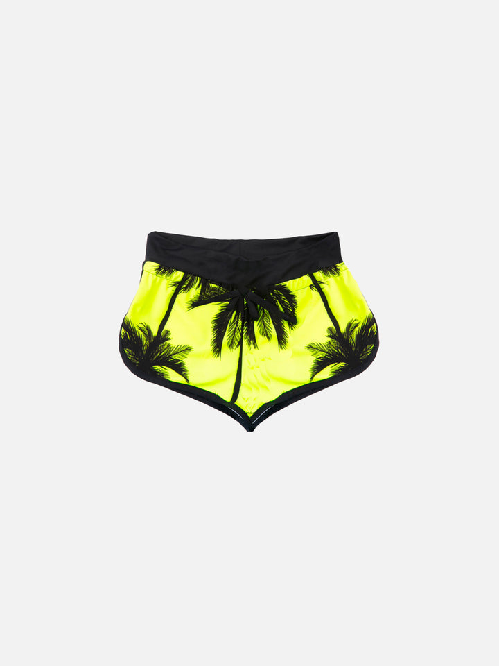 Palm fluo print girl beach shorts - MC2 Saint Barth