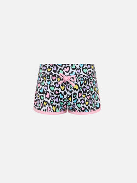 Girl beach shorts Coco with hearted animalier print - MC2 Saint Barth