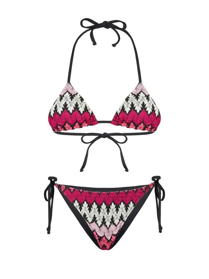 Damen-Triangel-Bikini mit Chevron-Strickmuster