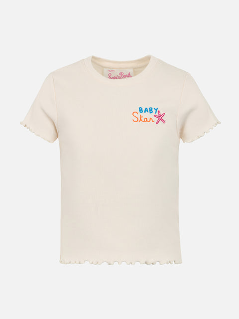 Girl ribbed t-shirt Serena Jr with Baby Star embroidery - MC2 Saint Barth