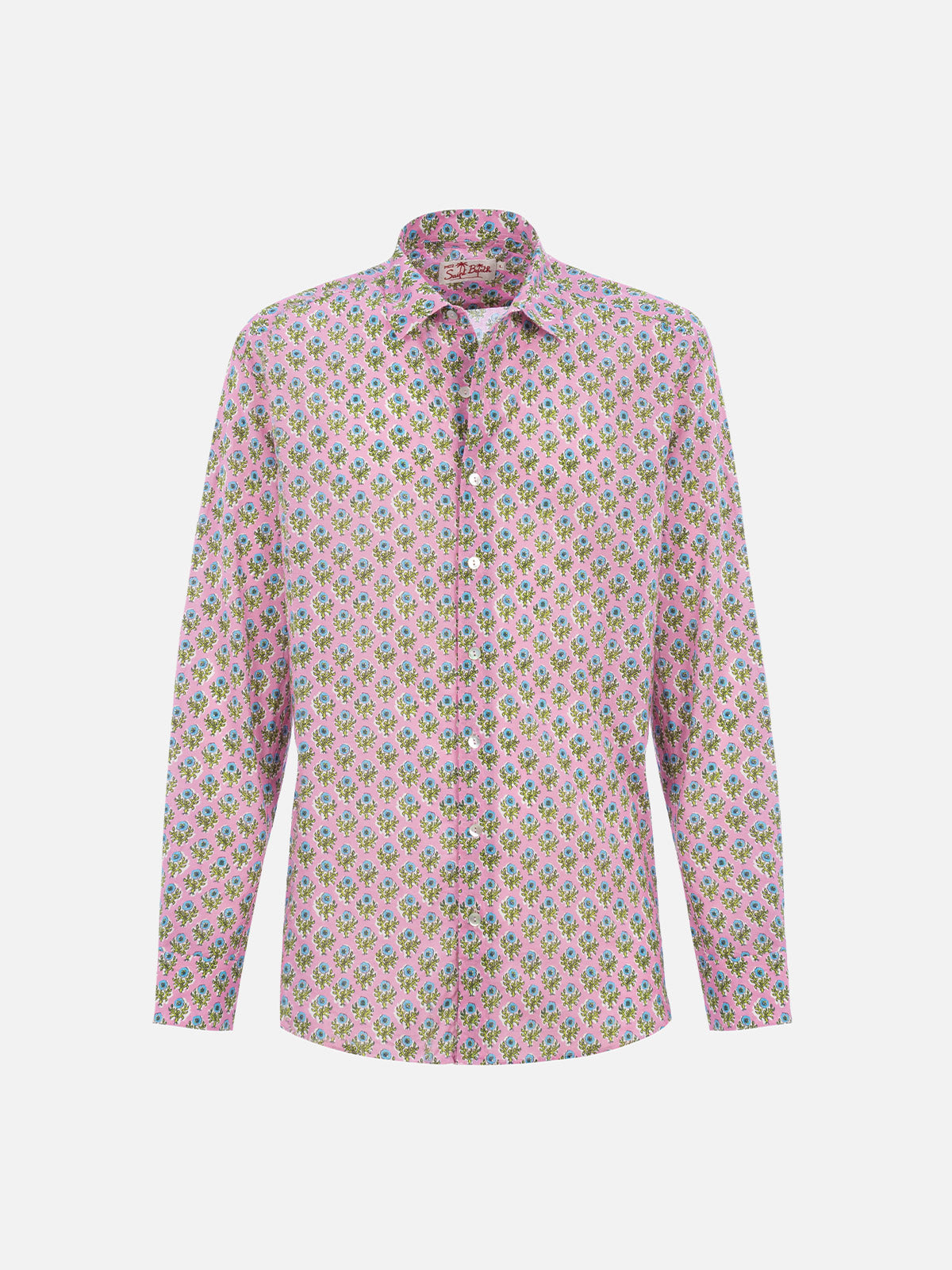 Man muslin cotton shirt Sikelia with radical flower print - MC2 Saint Barth