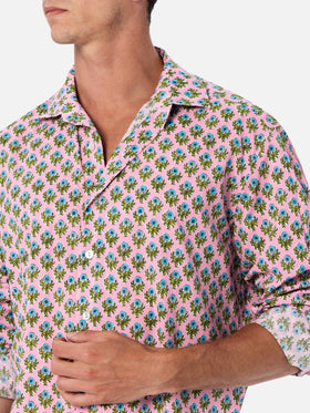 Man muslin cotton shirt Sikelia with radical flower print - MC2 Saint Barth