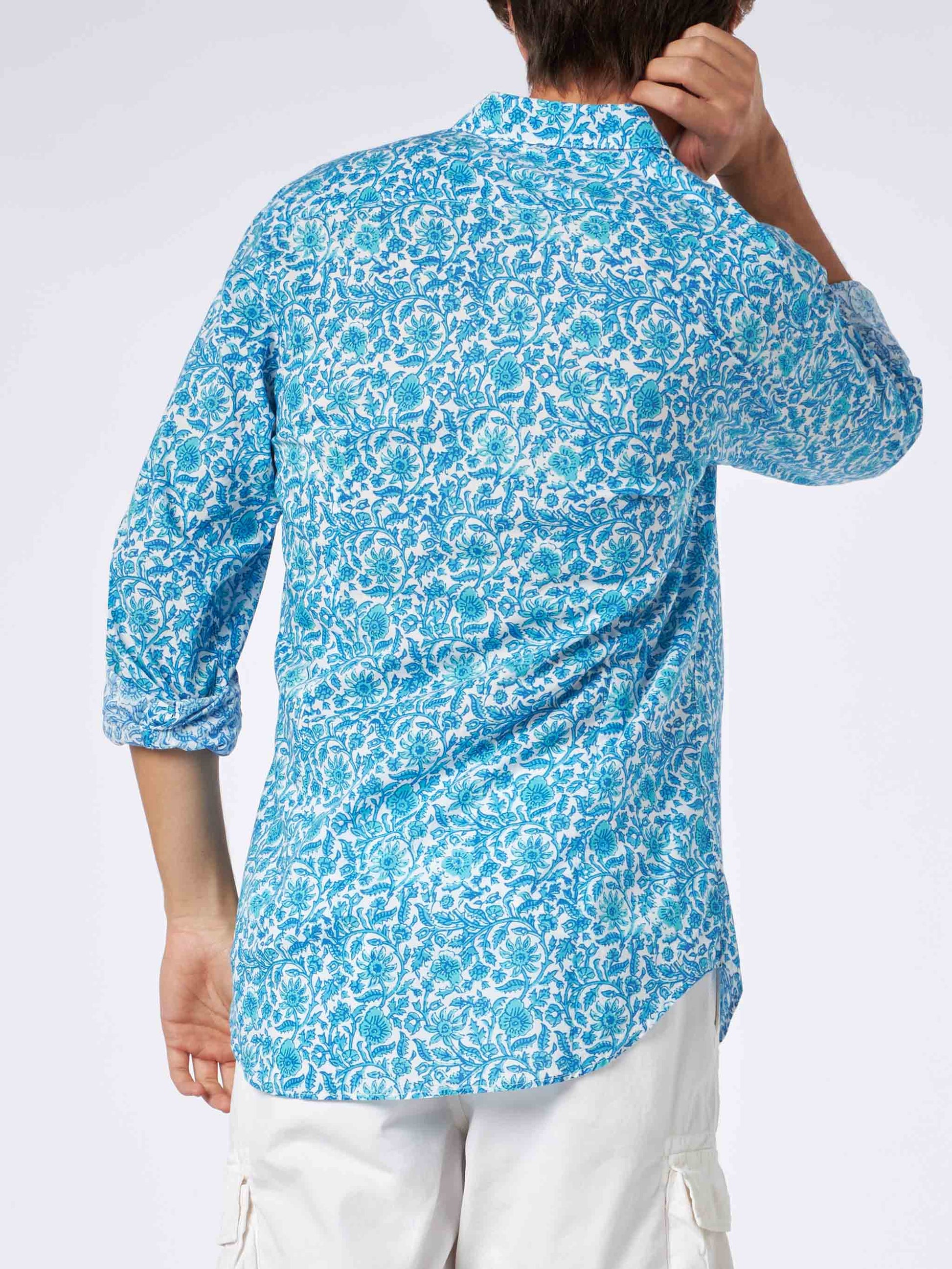 Man muslin cotton Sikelia shirt with flower print - MC2 Saint Barth