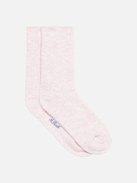 Calzini da donna a costine rosa mélange