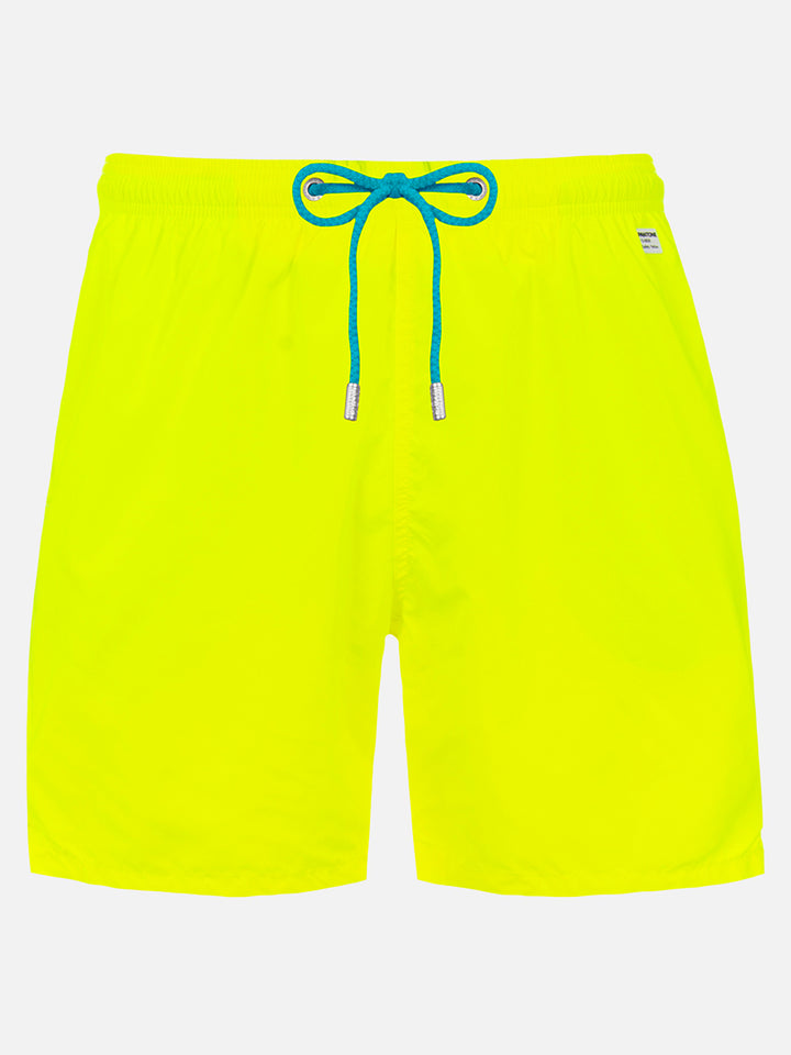 Man lightweight fabric fluo yellow swim shorts Lighting Pantone | PANTONE® SPECIAL EDITION - MC2 Saint Barth