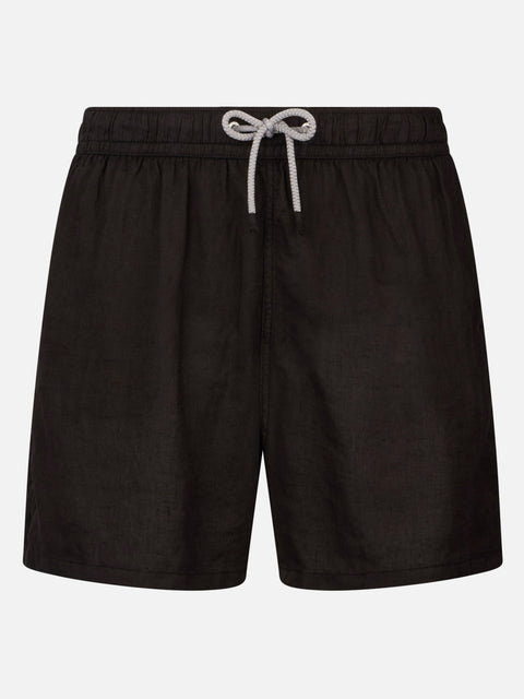 Man mid-length black linen swim-shorts Gustavia - MC2 Saint Barth