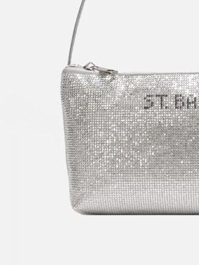 Borsa mini con strass argento
