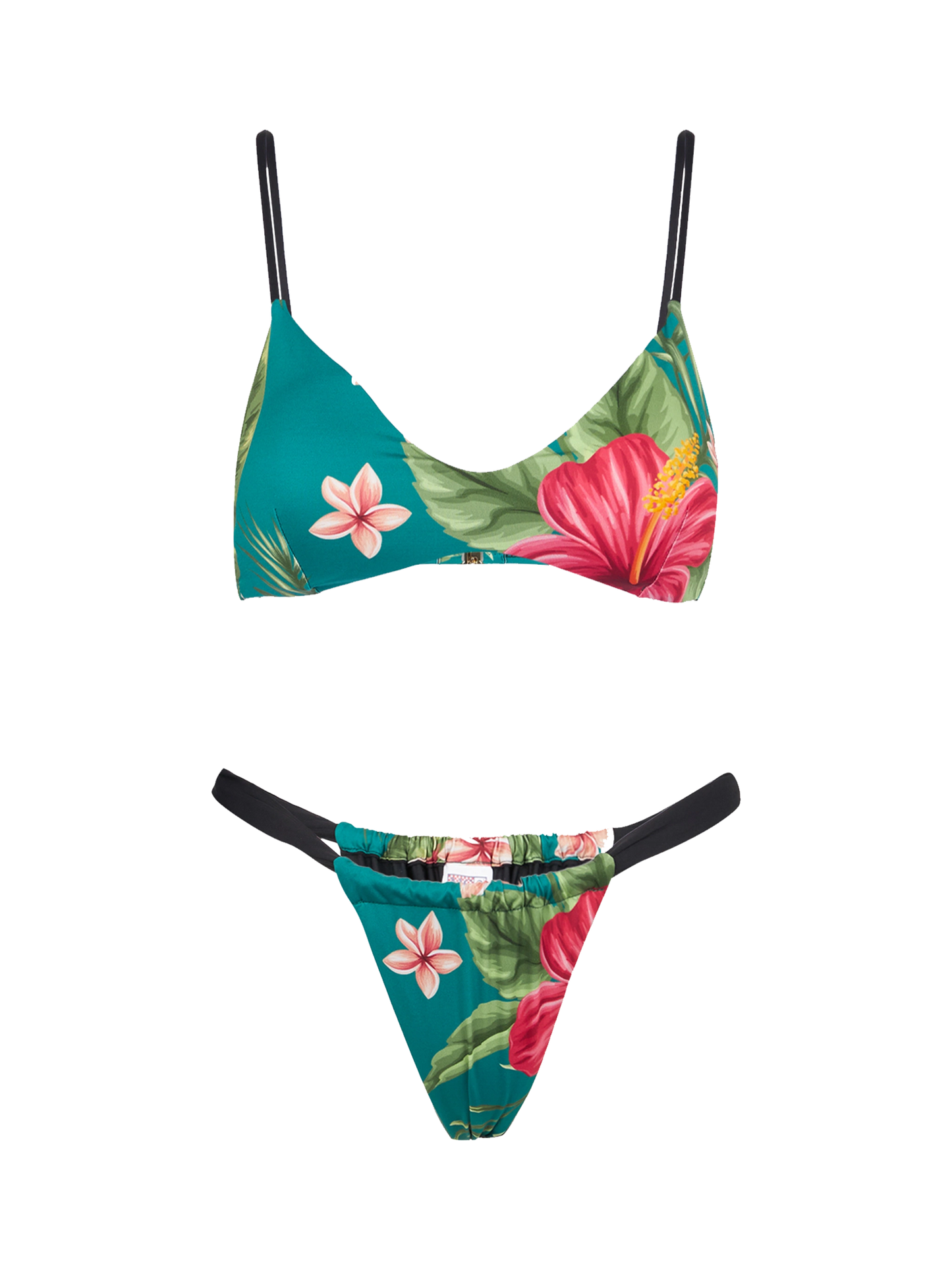 Bandeau-Bikini für Damen mit tropischem Aufdruck