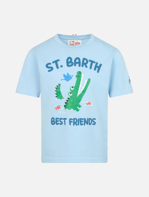 Boy cotton t-shirt with St. Barth best friends croco print - MC2 Saint Barth