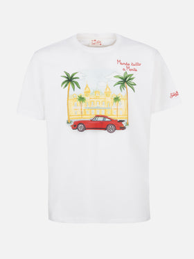 Man cotton t-shirt with Montecarlo placed print and embroidery - MC2 Saint Barth