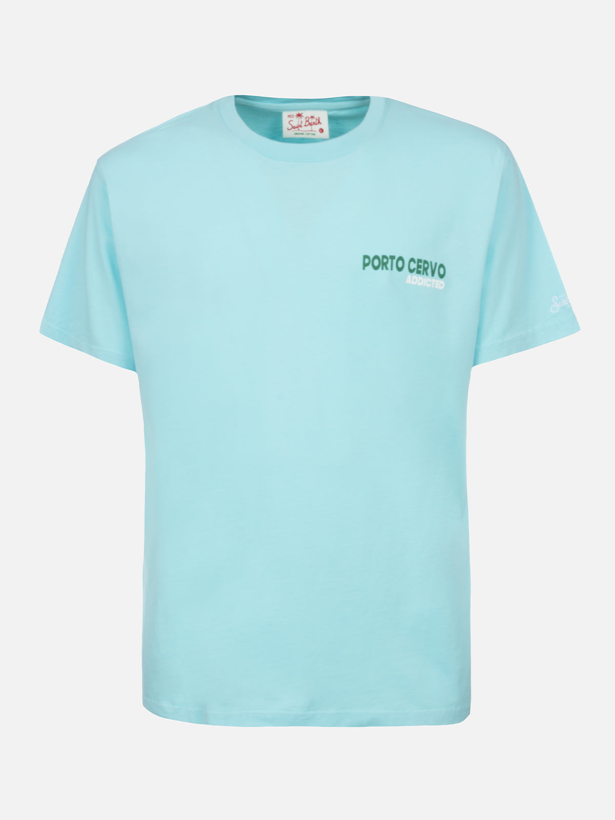 Man cotton t-shirt with Porto Cervo Addicted postcard placed print - MC2 Saint Barth