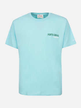 Man cotton t-shirt with Porto Cervo Addicted postcard placed print - MC2 Saint Barth