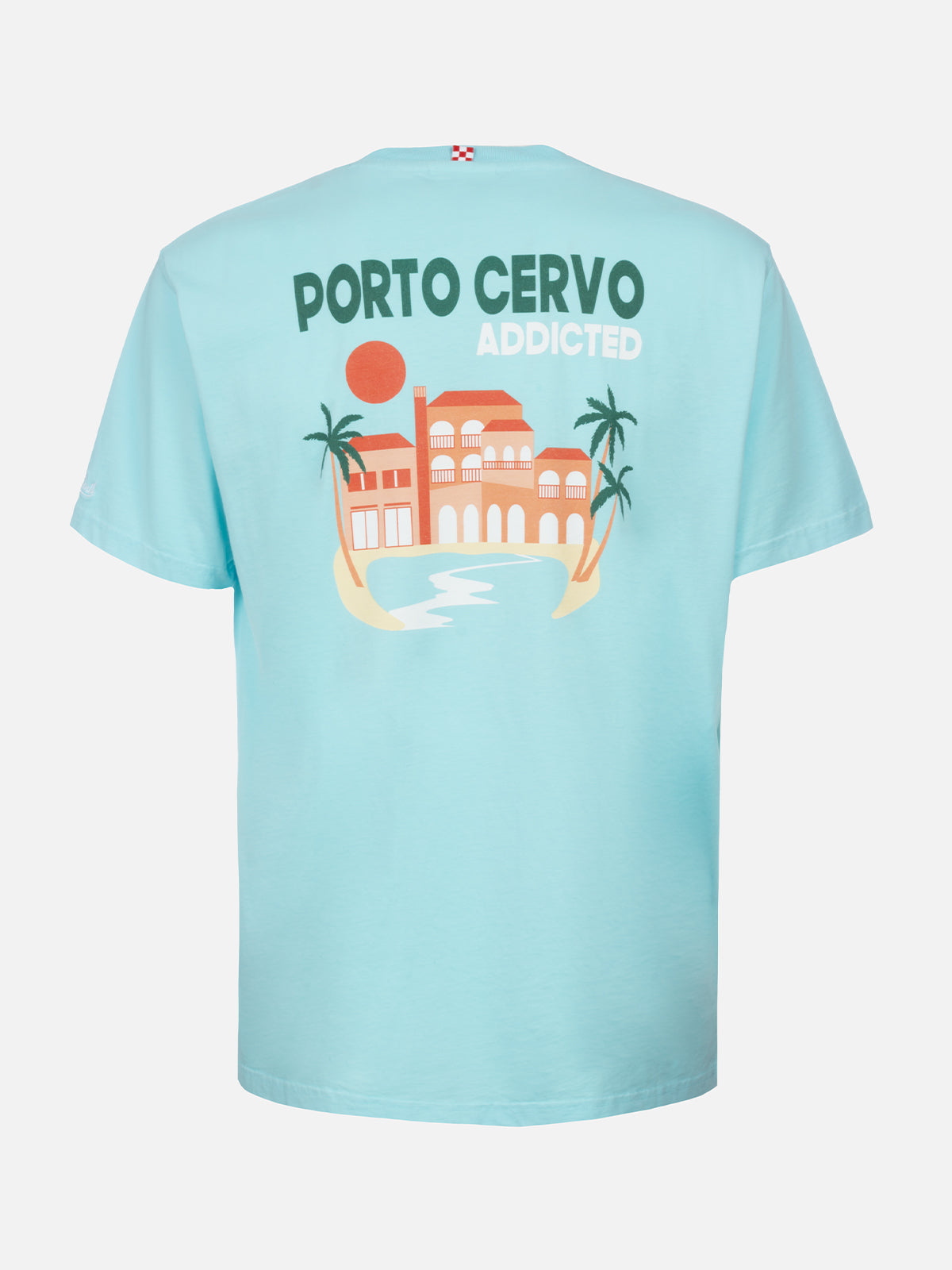 Man cotton t-shirt with Porto Cervo Addicted postcard placed print - MC2 Saint Barth