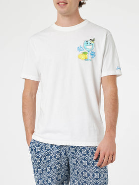 Man cotton t-shirt with Cryptopuppets Gin Tonic front and back placed print | CRYPTOPUPPETS SPECIAL EDITION - MC2 Saint Barth