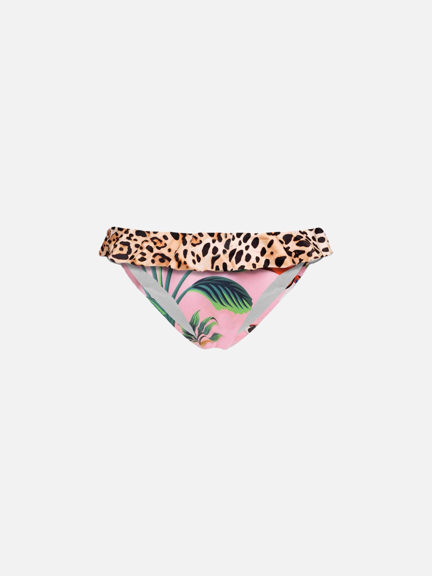 Baby beach briefs with leopard print flounce and tropical pattern - MC2 Saint Barth