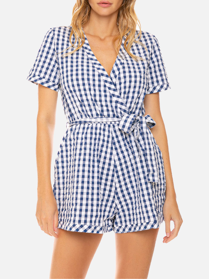 short jumpsuit Blue vichy print - MC2 Saint Barth
