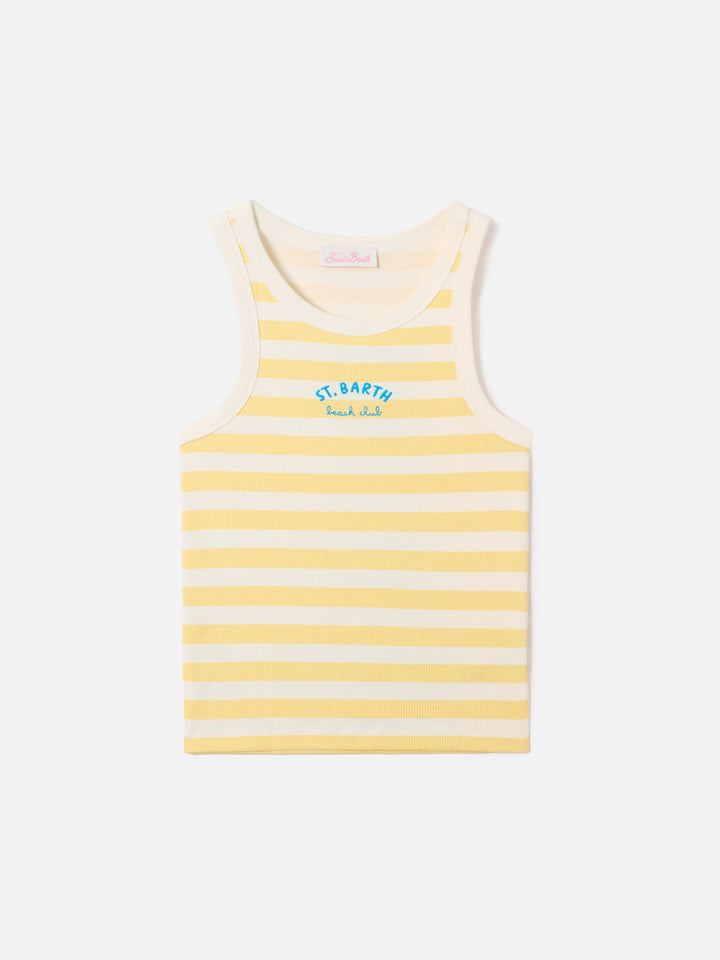 Top de tirantes Ada de rayas amarillas con bordado Beach Club 