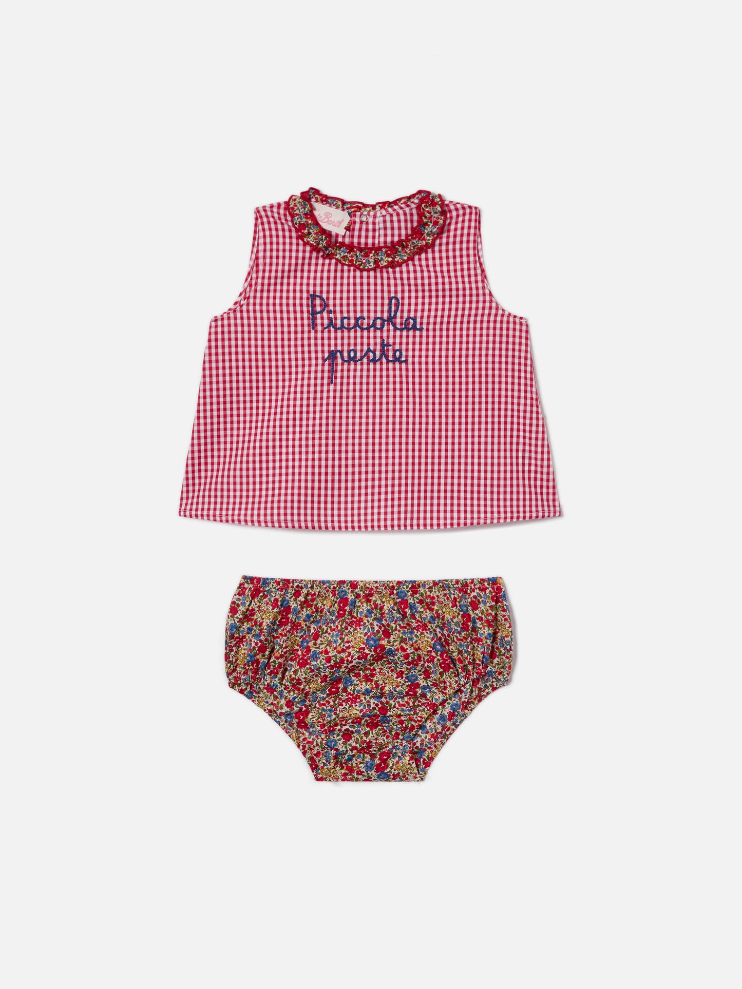 Conjunto Abbie con top y cubrepañal con bordado Piccola peste | Confeccionado con Liberty Fabric 