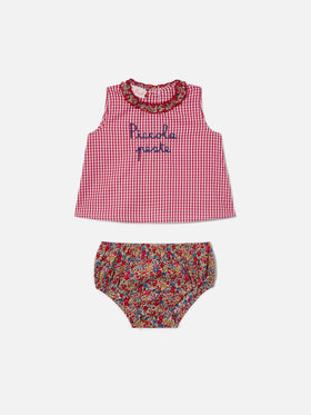 Conjunto Abbie con top y cubrepañal con bordado Piccola peste | Confeccionado con Liberty Fabric 