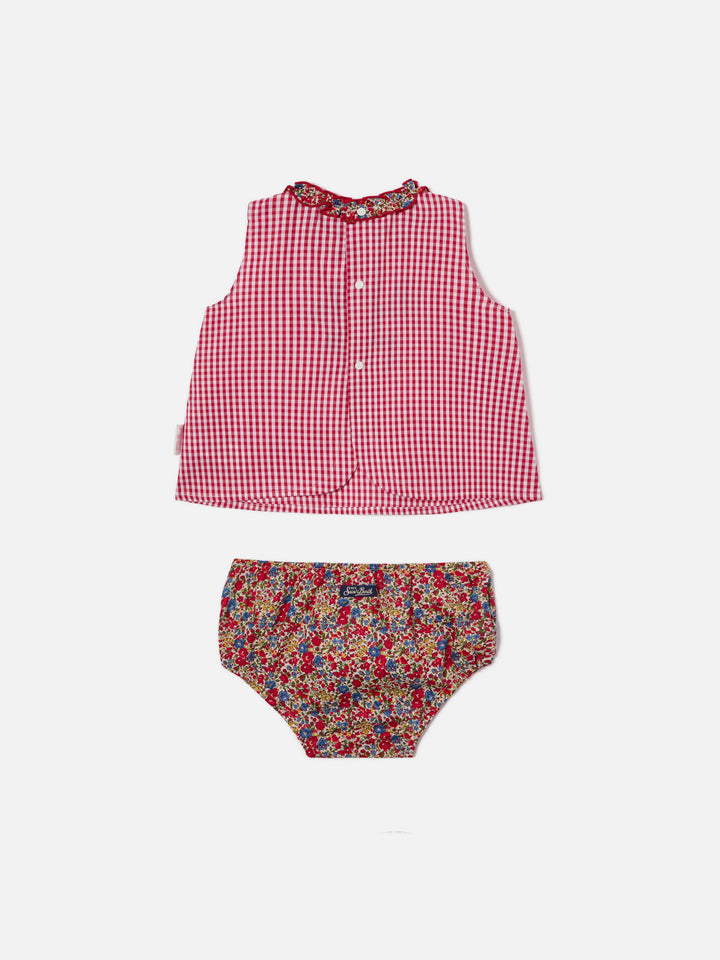 Abbie top and bloomer set with Piccola peste embroidery | Made with Liberty Fabric