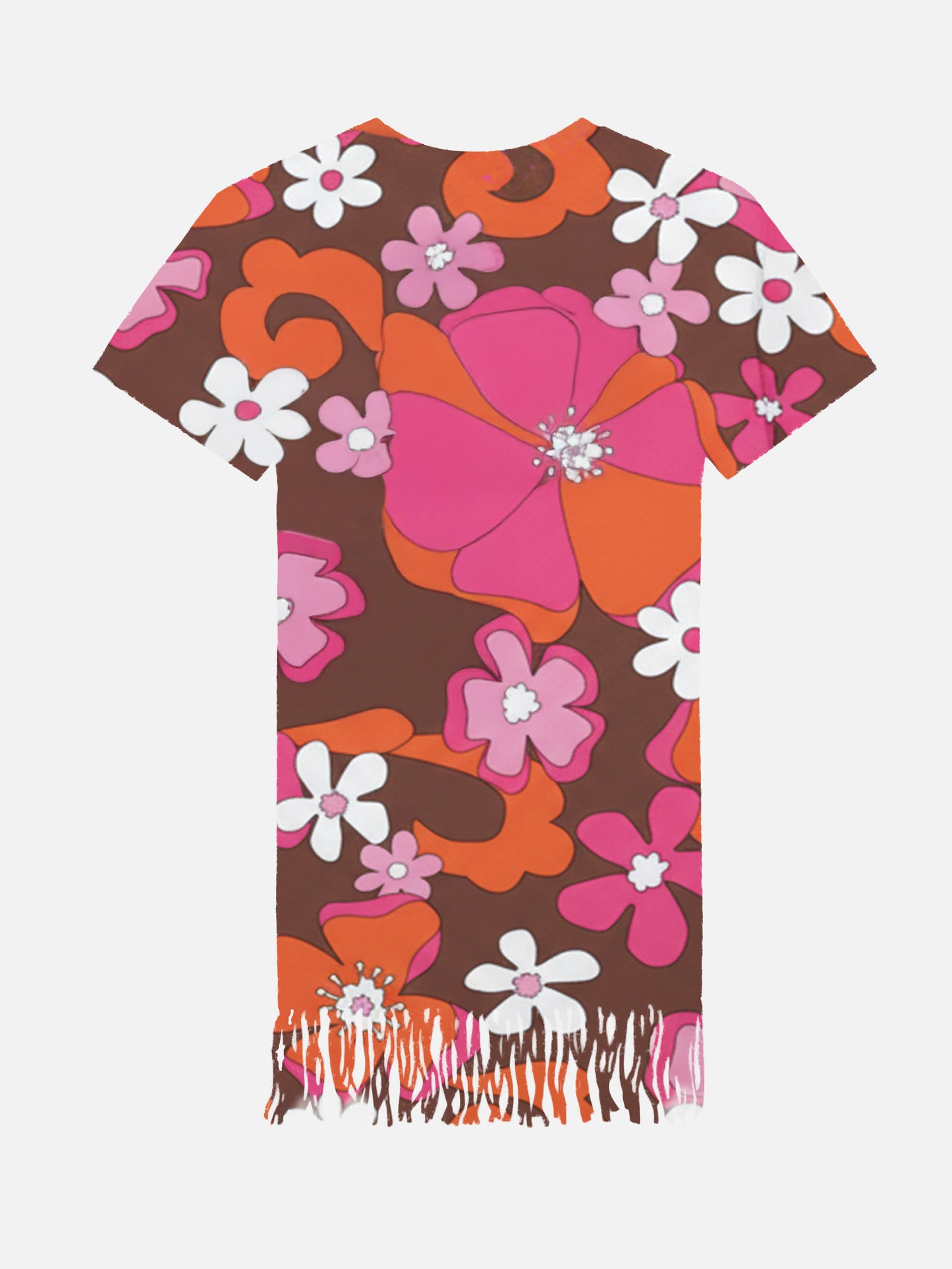Abito Abbey con frange e stampa fiori retrò