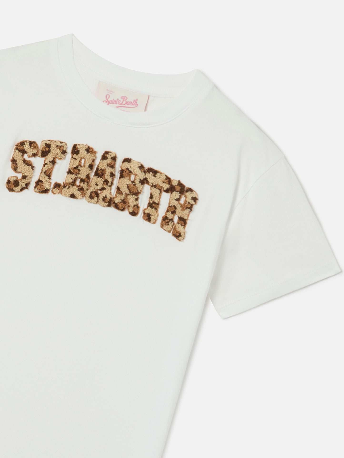 Abito Abbey in cotone organico con logo leopardato effetto spugna