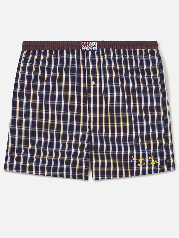 Bóxer Adam de algodón Navy blue con estampado tartán 