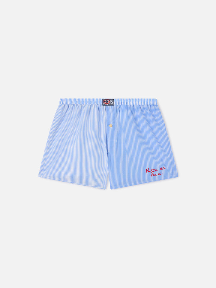 Adam Contrast striped boxer shorts in light blue and white