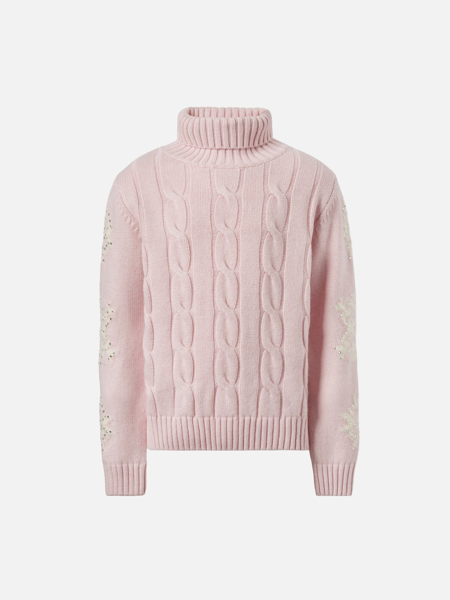 Adler Jr Rollkragenpullover mit Zopfmuster und Strassverzierungen in Schneeflockenform