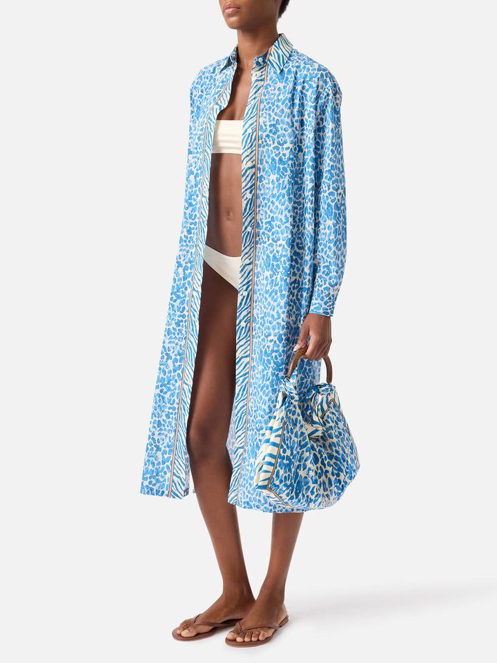 Long Adeline dress with leopard animal print
