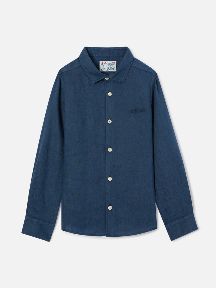 Agnes-Hemd in Marineblau aus Leinen 