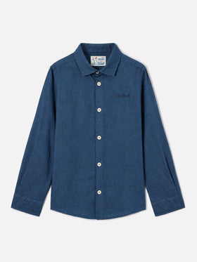Camisa Agnes azul marino en lino 