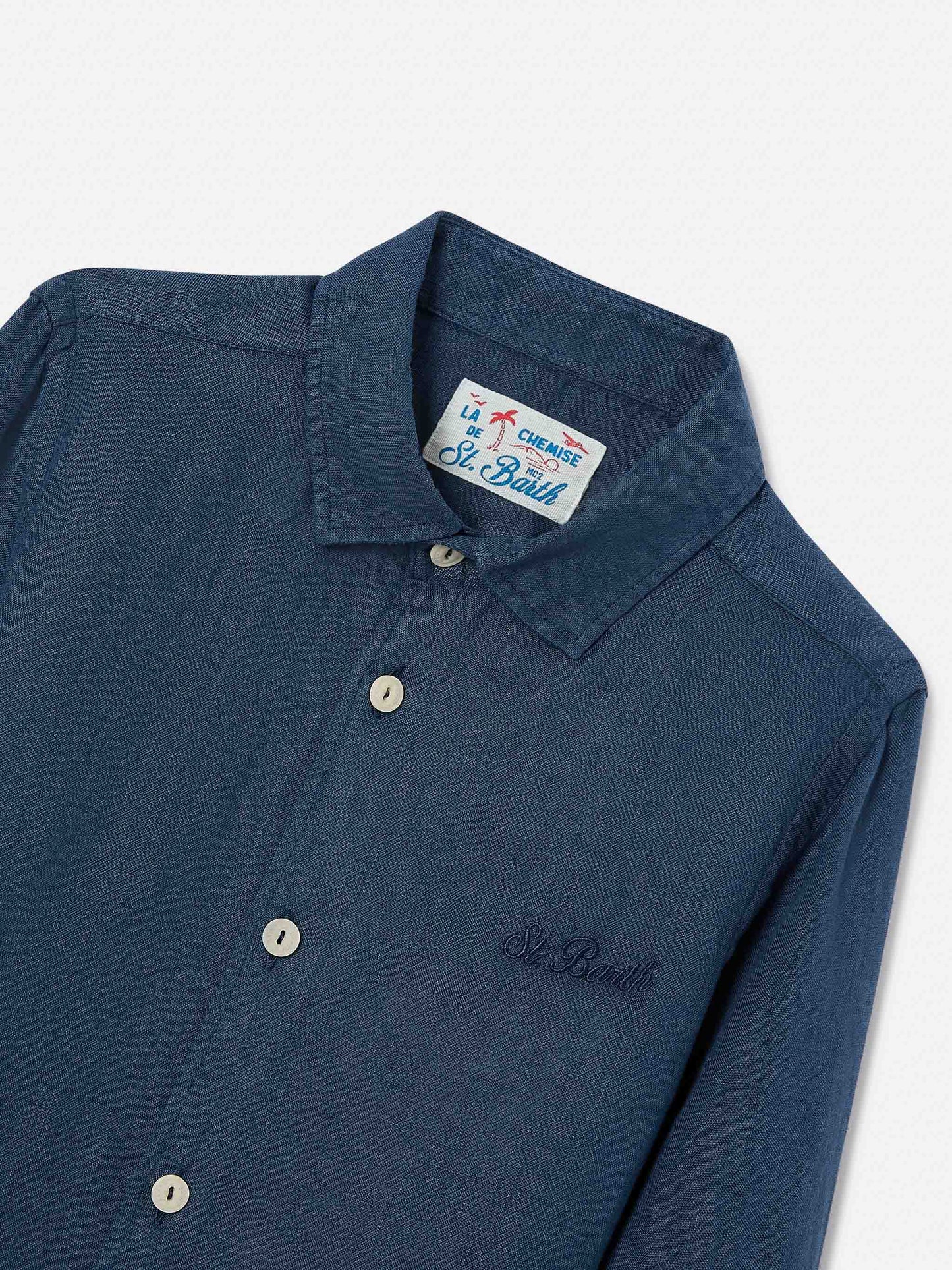 Camisa Agnes azul marino en lino 