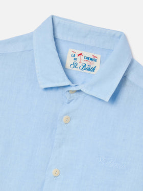 Camisa Agnes en lino azul claro 