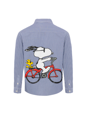 Agnes navy blue cotton shirt with Snoopy print | SNOOPY PEANUTS® SPECIAL EDITION - MC2 Saint Barth